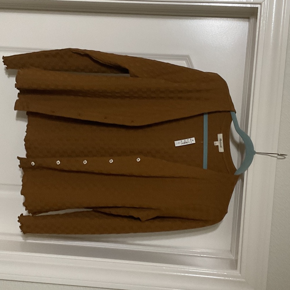 Madewell Camel Brown Textured Button-Front Cardigan
